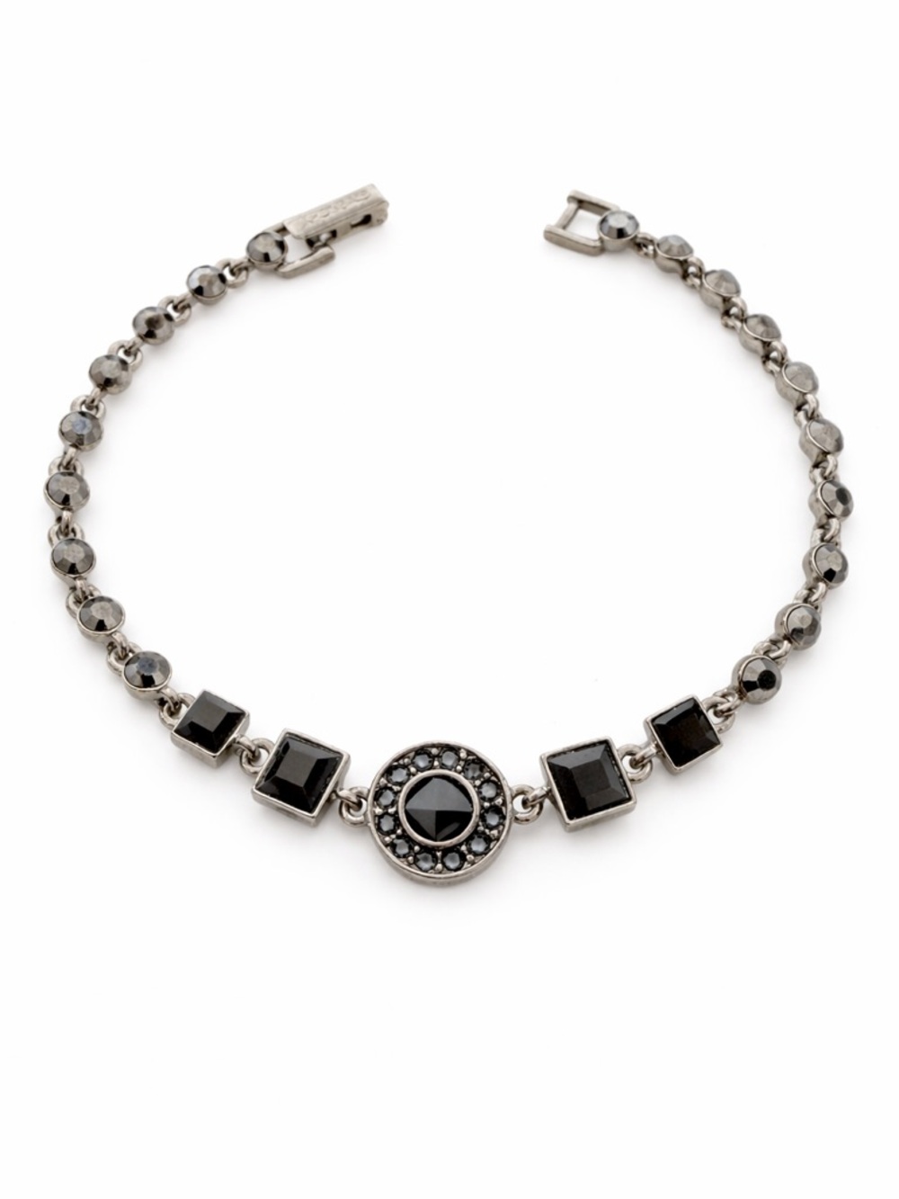 Givenchy Gunmetal Crystal Black Stone station bracelet.